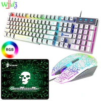 computer game keyboard and mouse set led usb wired gaming 2400 dpi keyboard and mouse kit for pc laptop computer gamer