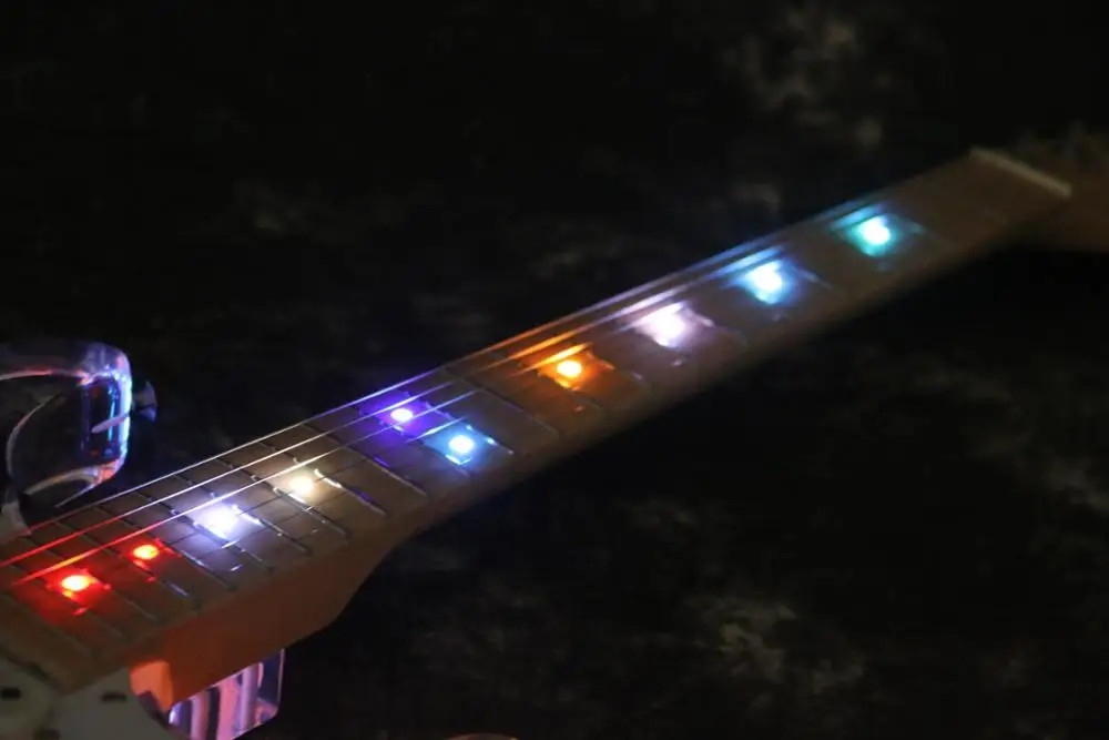 Акриловая красочная гитара со светодиодами ra звукосниматели sss клен шеи