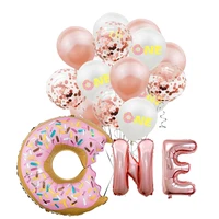 rose gold donut balloon doughnuts foil latex ballons for kids happy birthday party decoration 1st one year old birthday supplies