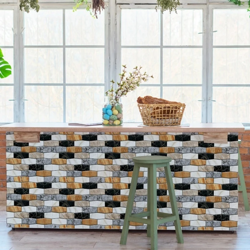 

3D Wall Sticker Tile Marbling Brick Self-adhesive Waterproof Kitchen