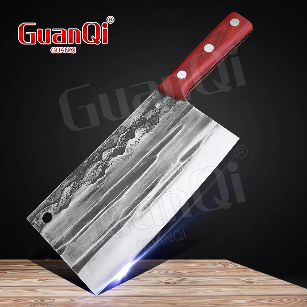 

High-grade handmade forged blade carbon steel kitchen knife Chinese chef knife butcher knife vegetable cleaver kitchen wood hand
