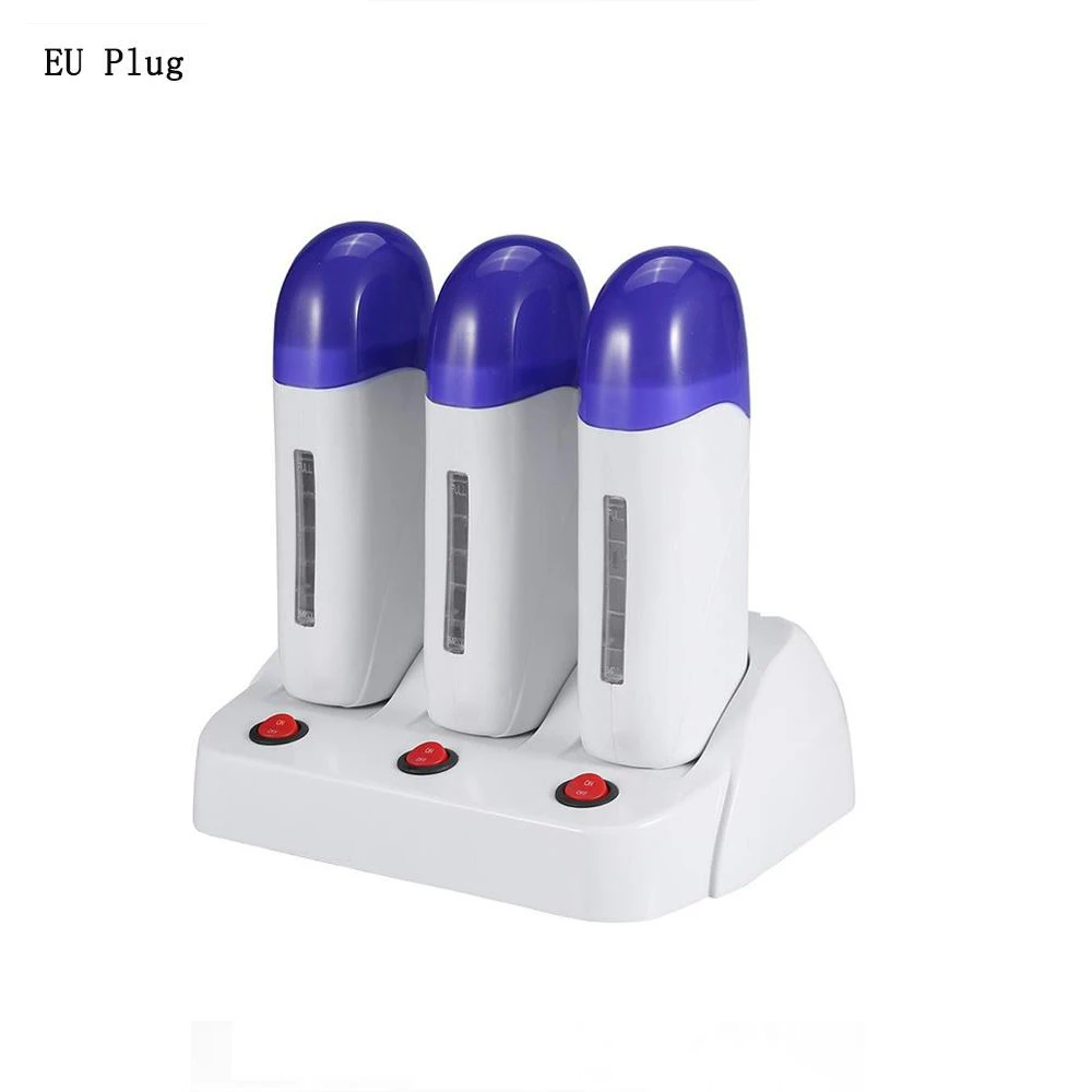 Triple EU Plug x Wax Нагреватель воска для депиляции, роликовый нагреватель, для мужчин и женщин, для удаления волос на теле, восковой нагреватель+ депиляционный воск, Мути тип, инструмент для ухода за телом - Цвет: Triple EU Plug x Wax