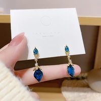 925 sterling silver needle flower water drop exquisite fashion temperament blue earring women jewelry christmas gift wholesale