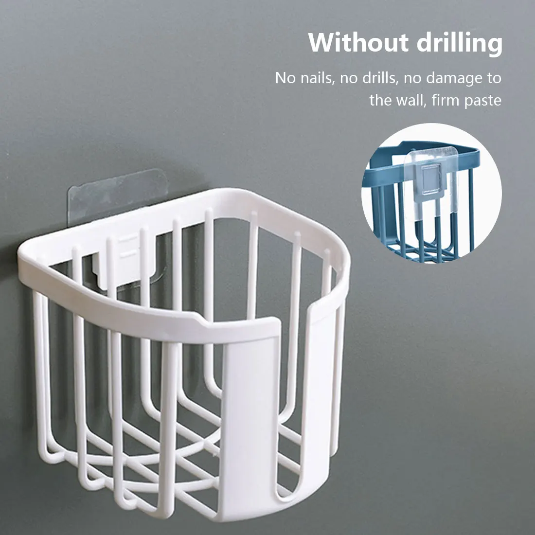 

Bathroom Toilet Paper Rack Wall Mounted Adhesive Organizer No-Drill Leachate Large Capacity Tissue Holder Hanging towels