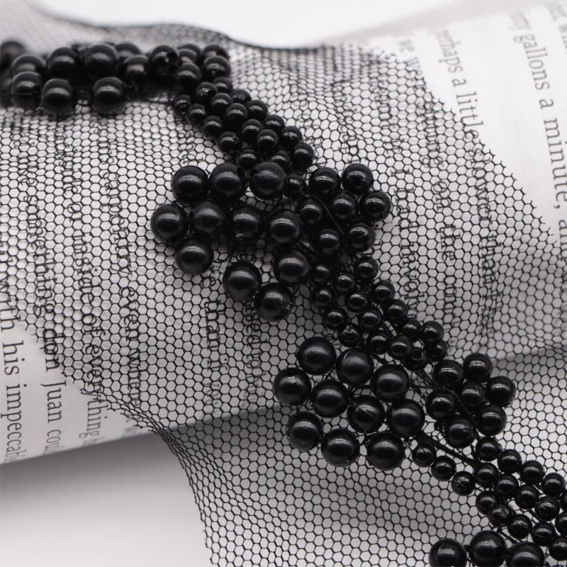 2 ярда черный белый жемчуг с бисером кружевная отделка аксессуары для волос