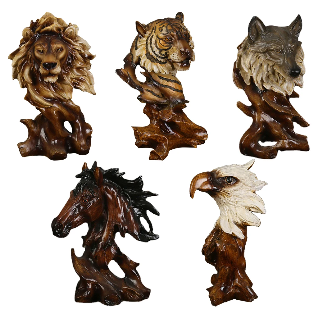 

Европейская Имитация деревянной головы животного, статуя, декор для кабинета, офисный стол, винный шкаф, ретро скульптура