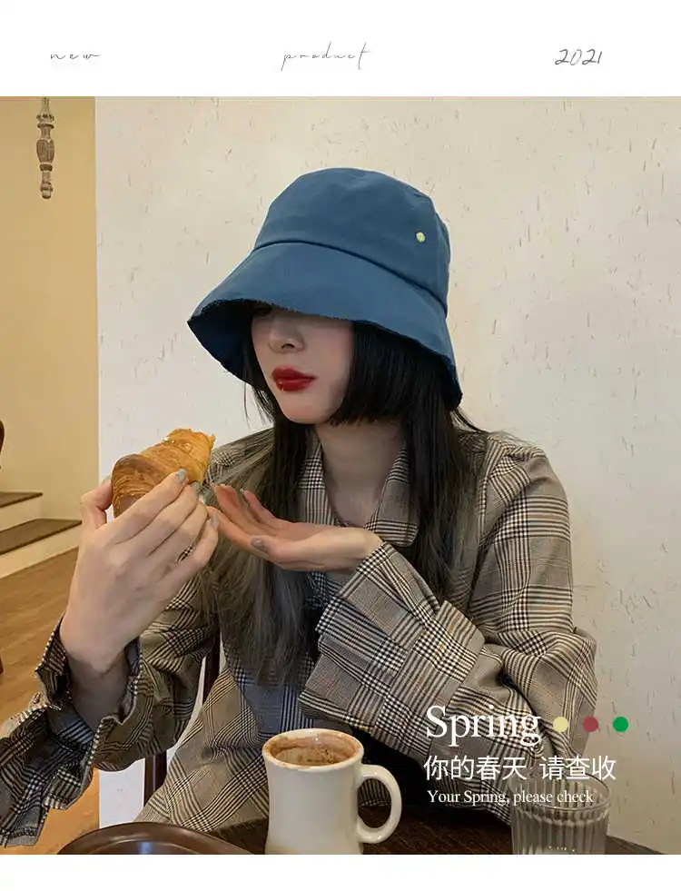 

Bucket Hat Women's Japanese Style All-Matching Internet Celebrity Ins Early Spring Sun Protection Sun-Proof Basin Hat Korean