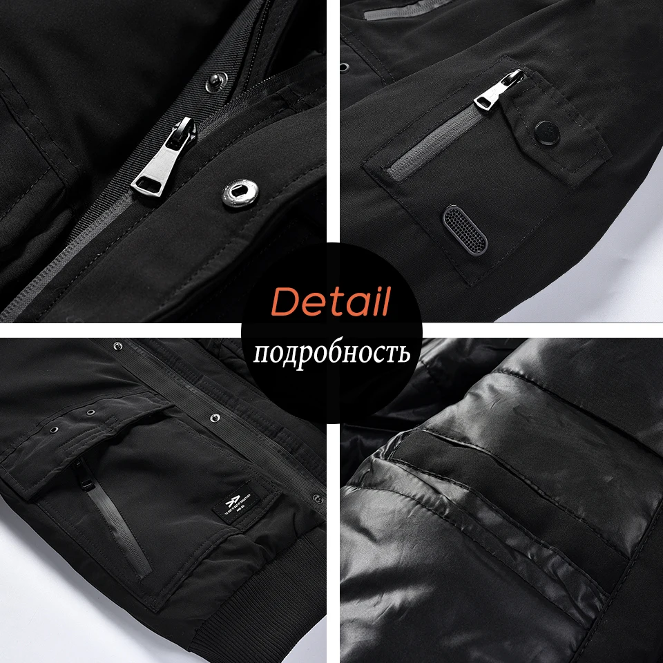 

Men Boy 2020 Brand Winter Faux Fur Collar Thick Cotton Hooded Parkas Jacket Coat Men Pockets Outwear Waterproof Jacket Parka Men