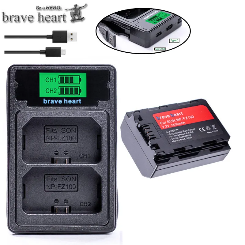 chagrer and 1battery NP-FZ100 NPFZ100 NP FZ100 NP FZ100 батарея+ ЖК Dual USB зарядное устройство для sony NP-FZ100, BC-QZ1, sony a9, a7R III, a7 III, ILCE-9 - Цвет: chagrer and 1battery