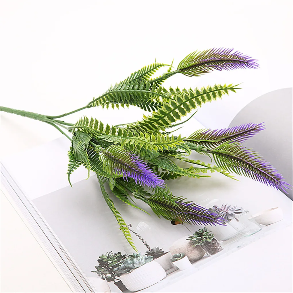 

Artificial Green Fern Wedding Party Decorative PVC Fake Plant Grass Home Office Hotel Plant Decor, 5 Branches