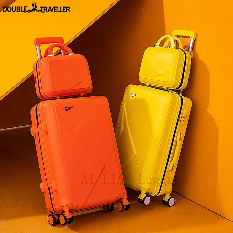 20''22/24/26/28 inch Rolling luggage 2PCS set luggage travel suitcase on wheels Women trolley luggage bag with cosmetic bag set