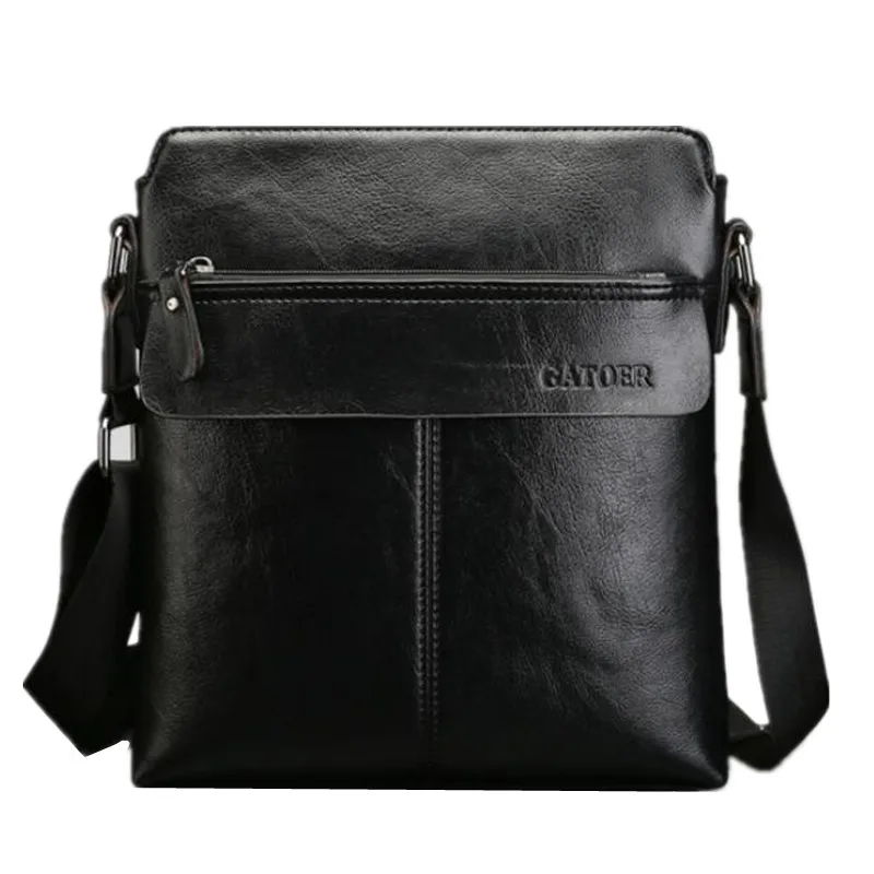 Черная/коричневая брендовая классическая мужская сумка в винтажном стиле