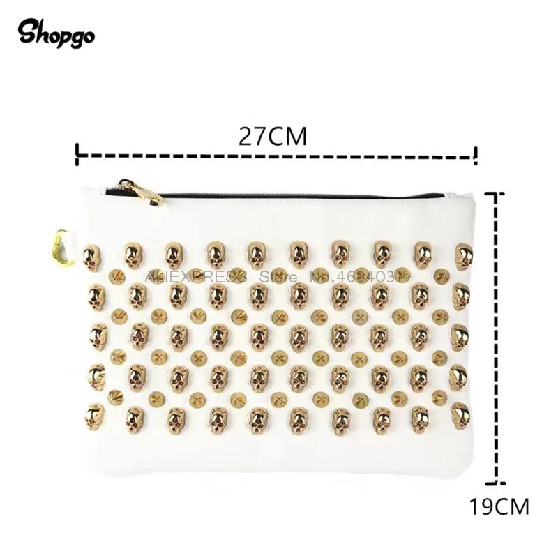 [Заклепки в виде черепа] Премиум Сумка для мяча гольфа на молнии сумки 27x19 см сумка