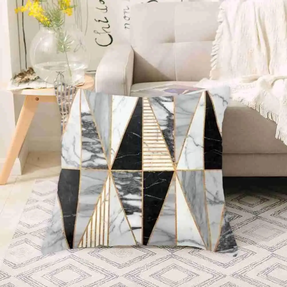 

45*45cm Pillow Case Nordic Geometric Super Soft Short Decorations Side Sofa Pillow Plush Pillow Home Single Double And E8I1