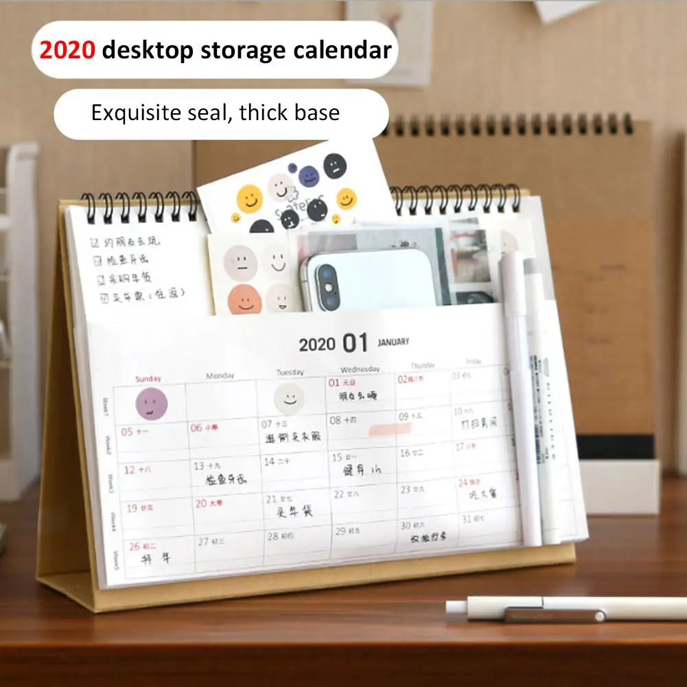 2020 Настольный календарь двухсторонний ежемесячный треугольный складной