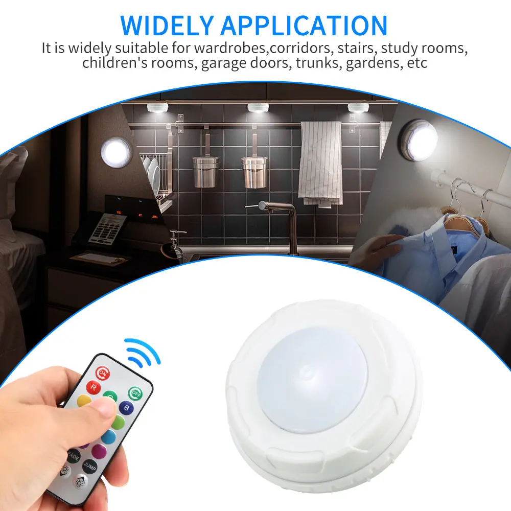 

Durable Dimmable LED Under Cabinet Light With Remote Control Battery Operated LED Closets Lights Bathroom Lighting For Wardrobe