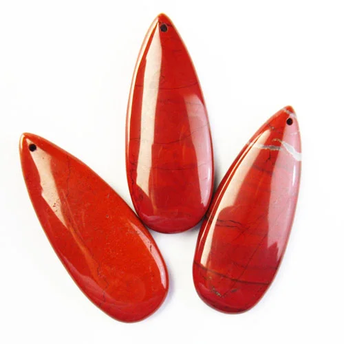 

3Pcs Charming 50x20x6mm Natural Red Jasper Teardrop Pendant Bead for Jewelry Making
