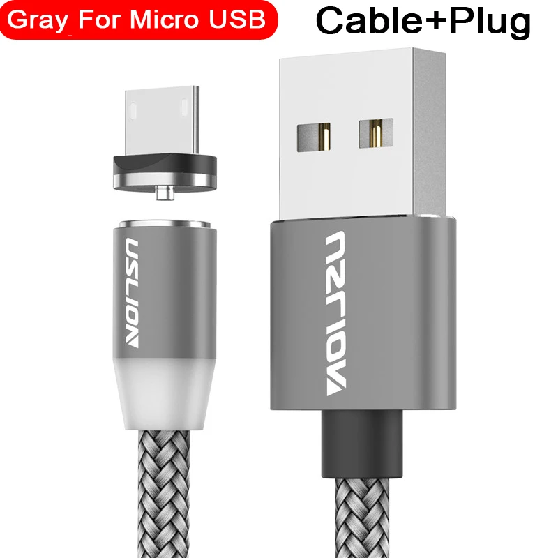 For Micro Gray Магнитный кабель USB для быстрой зарядки кабель usb type C Магнитный кабель для зарядки данных Micro USB кабель для мобильного телефона USB шнур - Цвет: For Micro Gray