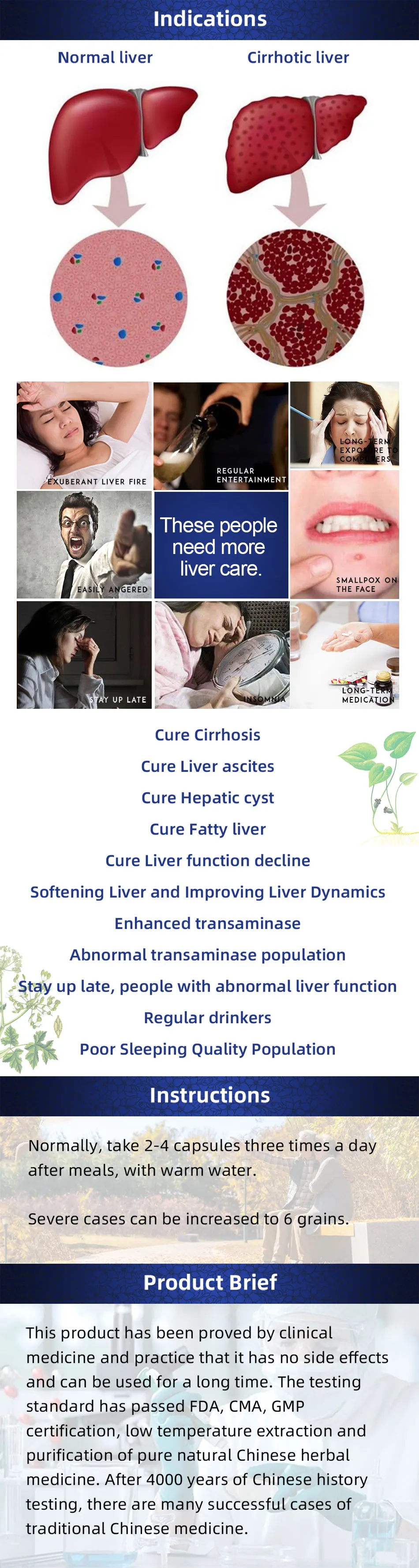TCM-Value Hedyotis Diffusa Extraction Capsule, Adjuvant Treat Liver Cirrhosis Ascites, Cure Cirrhosis Liver, Fatty liver, 50pcs