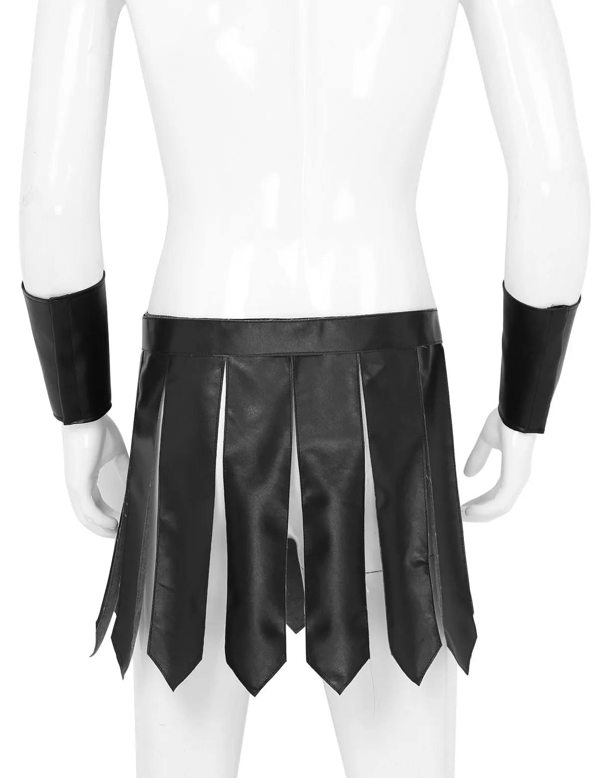 

Mens Roman Gladiator Cosplay Costume Set PU Leather Panels Design Gladiator Kilt Underwear Skirts with Belt and Wristbands