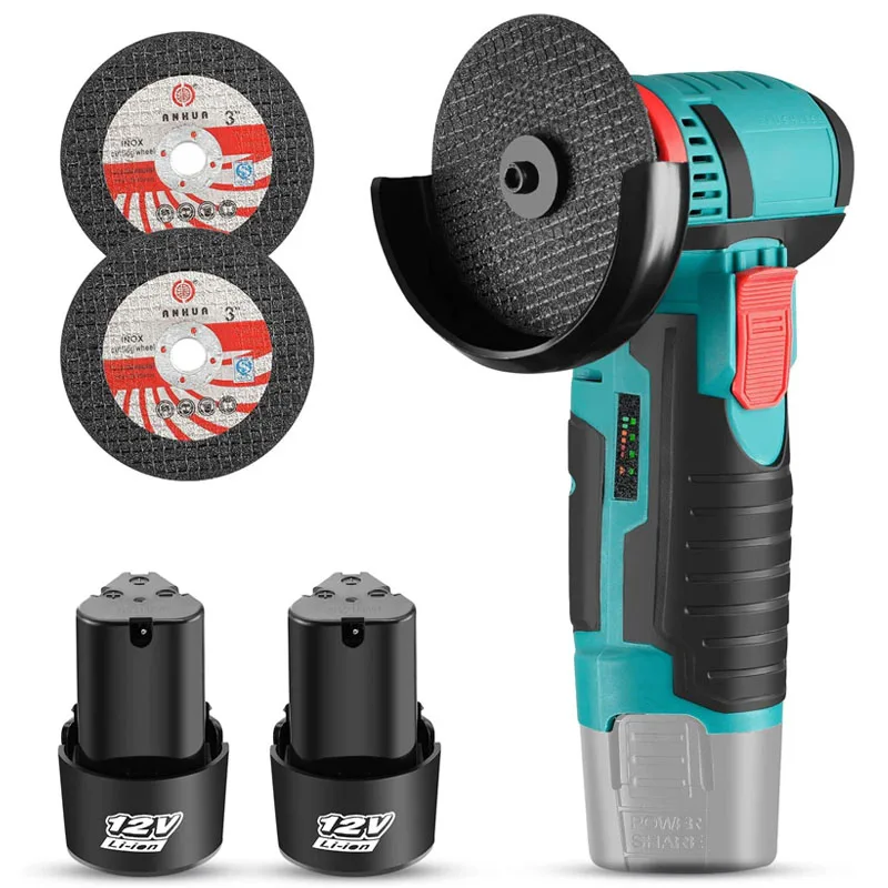 

Mini 12V Brushless Cordless Angle Grinder Mini Cutter Power Tool 19500 RPM Grinding Cutting Metal Wood With Lithium Battery