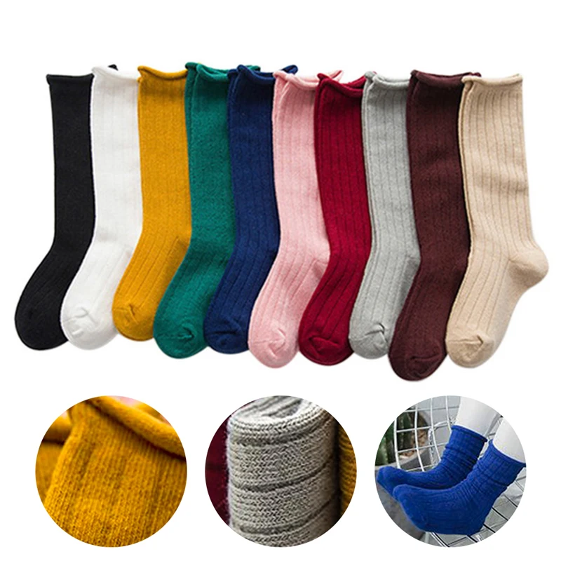 

Детские носки, однотонные детские строительные носки для младенцев, осенне-зимние теплые носки, детские гетры для мальчиков и девочек