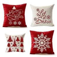 1 pc 45x45cm christmas cushion cover pillowcase sofa red pillow cases cotton linen pillow covers home holiday decoration