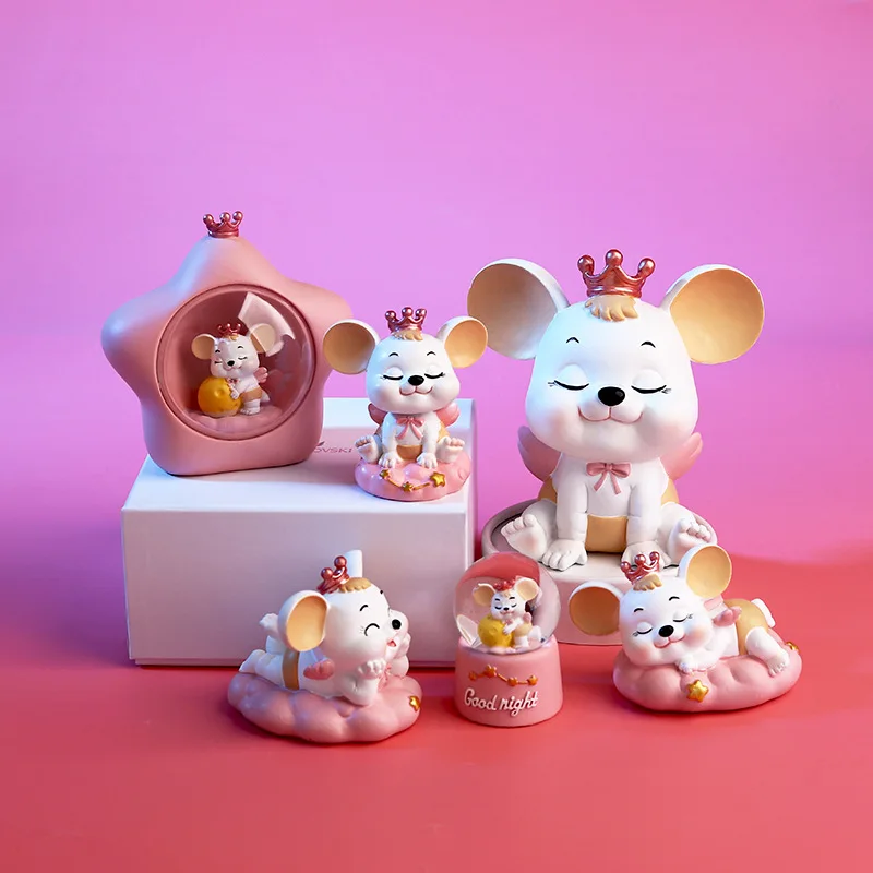 Деньги Фортуна мультфильм мышь медведь украшения богатые мыши маленькая статуя