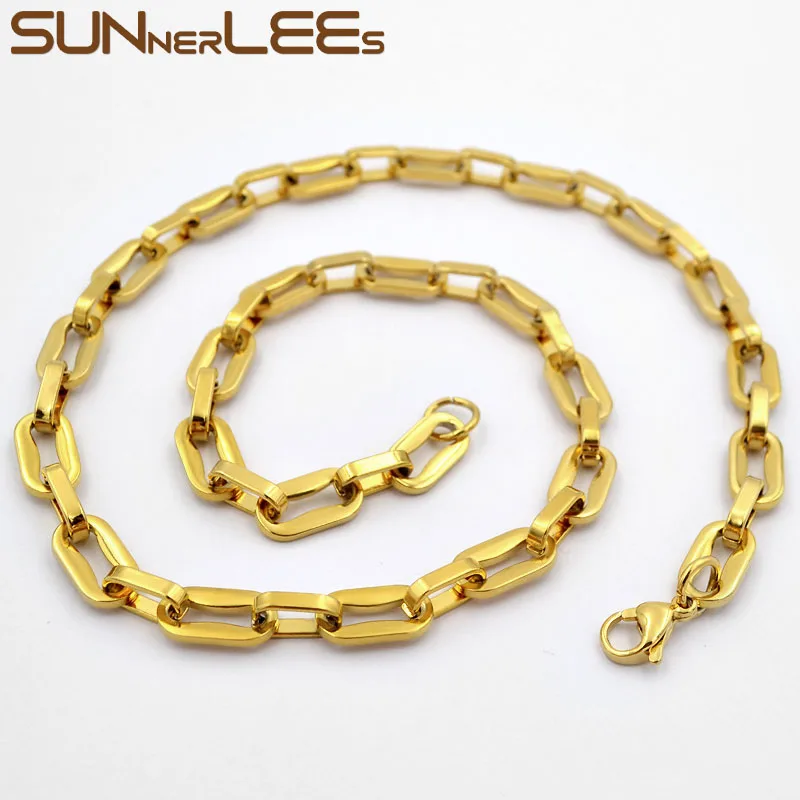 Ожерелье SUNNERLEES из нержавеющей стали 316L Геометрическая цепочка 7 5 мм золотистый