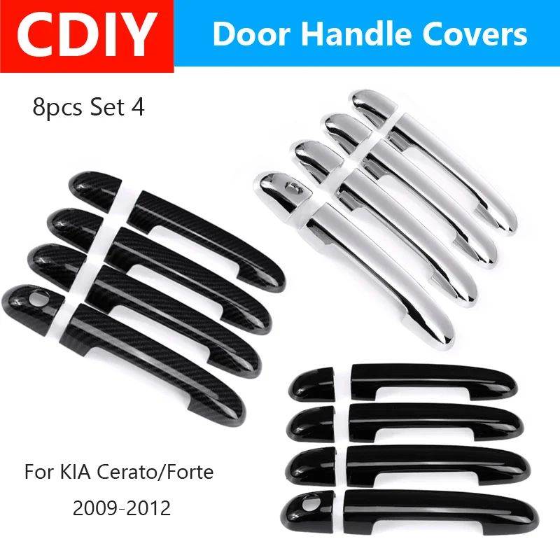 Карбоновая черная/хромированная Автомобильная дверная ручка накладка наклейка