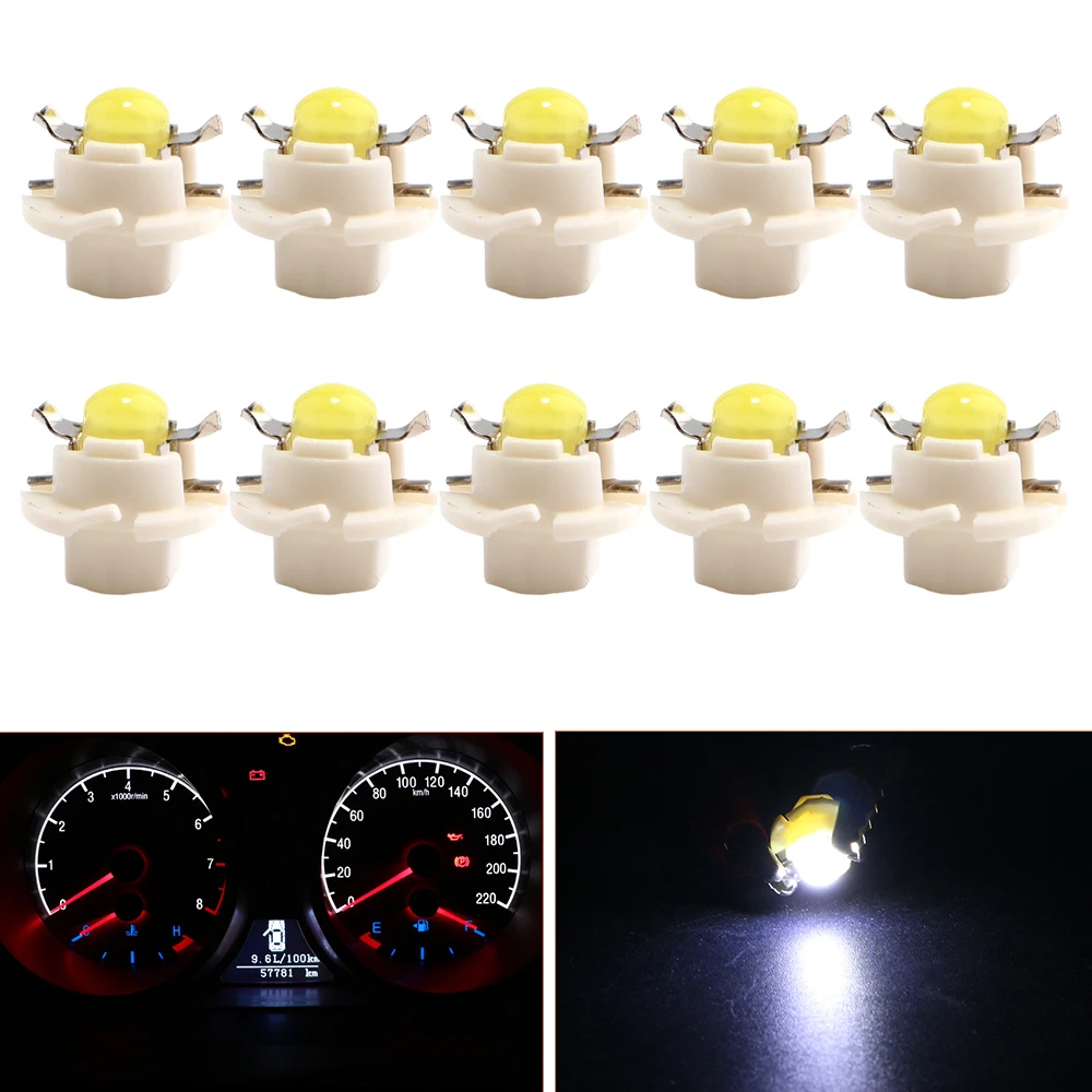 10 шт. T5 B8.4D B8.3D B8.5D светодиодные лампы COB приборная панель боковые индикаторные лампы светодиодный кластер Guage Light 12 В