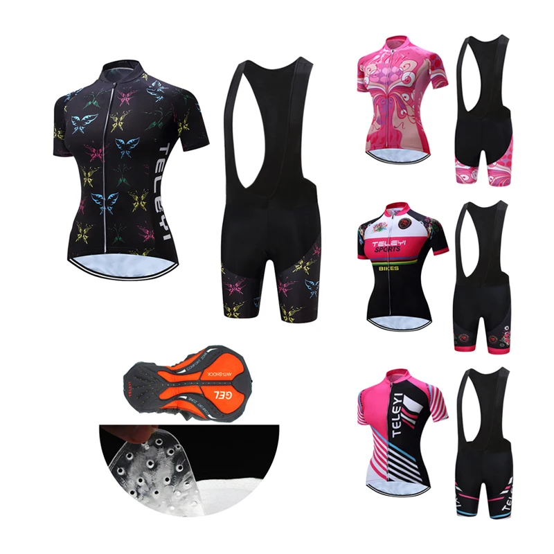 

Женский летний комплект из футболки и лайкры, шорты с нагрудником, одежда для шоссейного велосипеда 2022, костюм для горного велосипеда, женск...