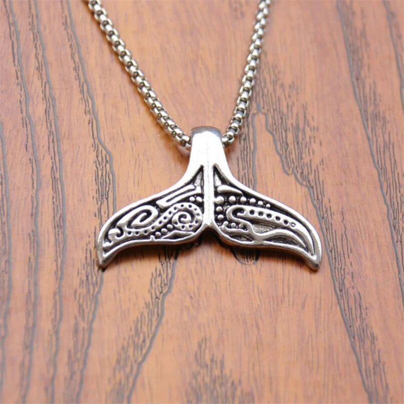 Винтажная серебряная подвеска в виде рыбьего хвоста Кита ожерелье подвески