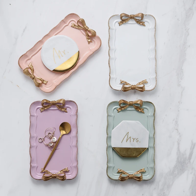 Французский античный Лук Смола шкатулка для украшений кольцо ожерелье хранения