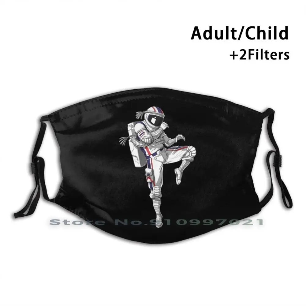 

Muay Thai Astronaut Print Reusable Mask Pm2.5 Filter Trendy Mouth Face Mask For Child Adult Astronaut Karate Karatist Martial