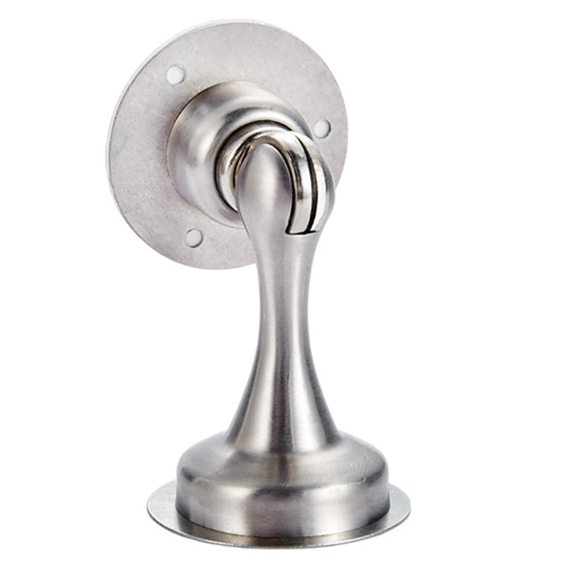 Brushed Steel Магнитный Фиксатор двери из нержавеющей стали, утолщенный, Пробивка, бесшумный фиксатор на стену, твердый держатель для межкомнатных дверей - Цвет: Brushed Steel