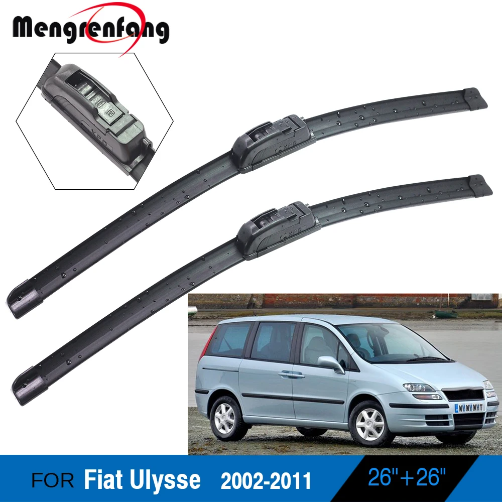 

For Fiat Ulysse 2002-2011 Car Soft Rubber Wiper Blades Frameless Front Windscreen Wiper 2 Pieces