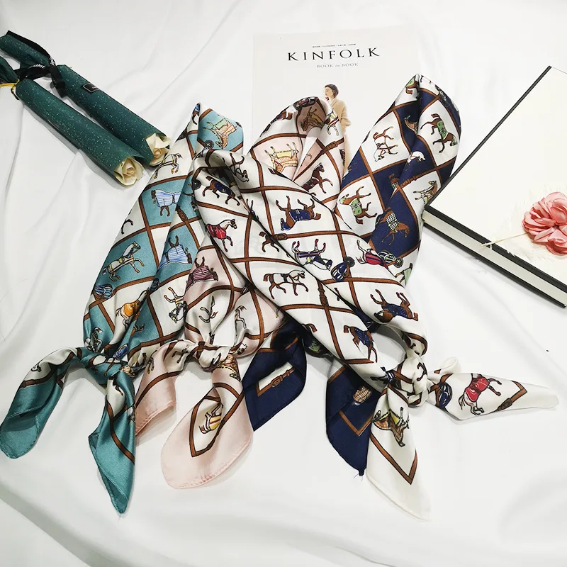 2020 70x70 INS лошадь многоцелевой женский Шелковый саржевый шарф атласный квадратный