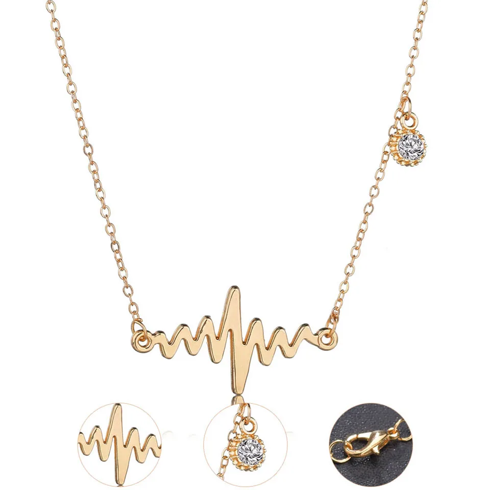 Ожерелье с ЭКГ и сердцем на цепочке изящные ожерелья минималистичные Подвески в