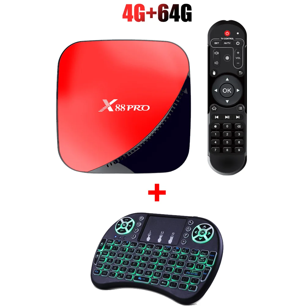 X88 PRO tv Box Android 9,0 4 Гб 4 к ТВ-приставка ram 64 ГБ 32 ГБ Google голосовой помощник Rockchip RK3318 четырехъядерный Wifi Youtube 4K - Цвет: Red 4G X 64G M