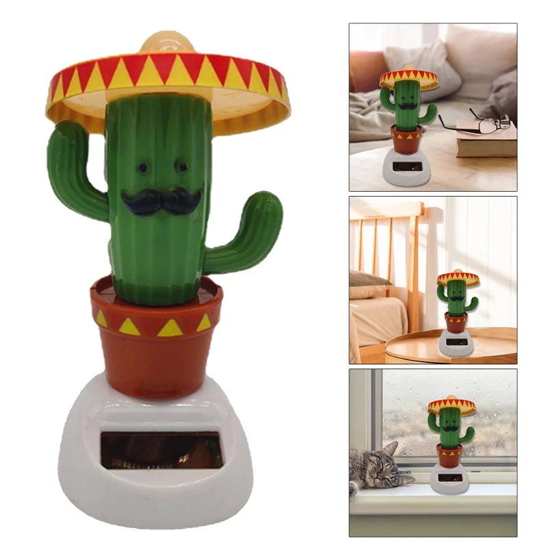 

X37B Cactus Solar Powered Dancing Doll Automatic Swinging Car Ornament Home Decor