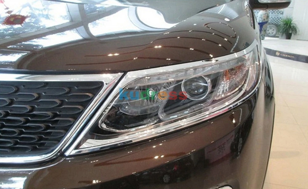 Для KIA Sorento 2013 ABS хромированные передние фары крышка лампы Отделка украшения покрытые внешние аксессуары 2 шт