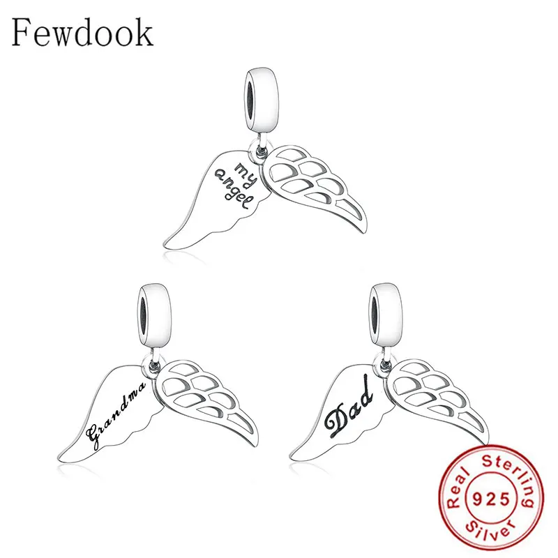 100% серебряные крылья ангела кулон из бисера бабушки подходит для оригинального