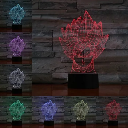 B VCity 3D ночник Dragon Ball серии Goku мультфильм рисунок Touch беспроводной USB лампа атмосферное освещение домашний магазин стол современный декор - Испускаемый цвет: B