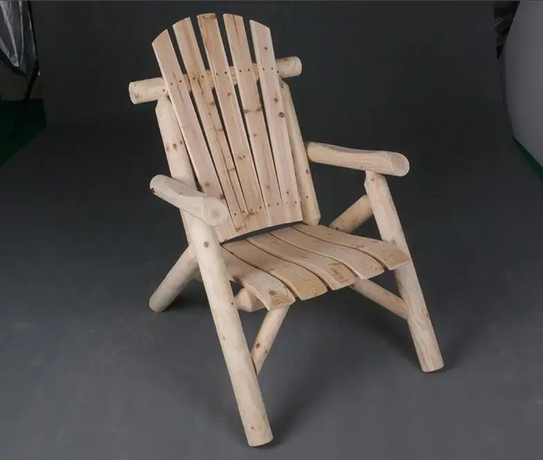 

Modern Solid Wood Garden Chair Natural Finish Outdoor Furniture Wooden Patio Garden Vintage Cedar Log Lounge Chair Armchair