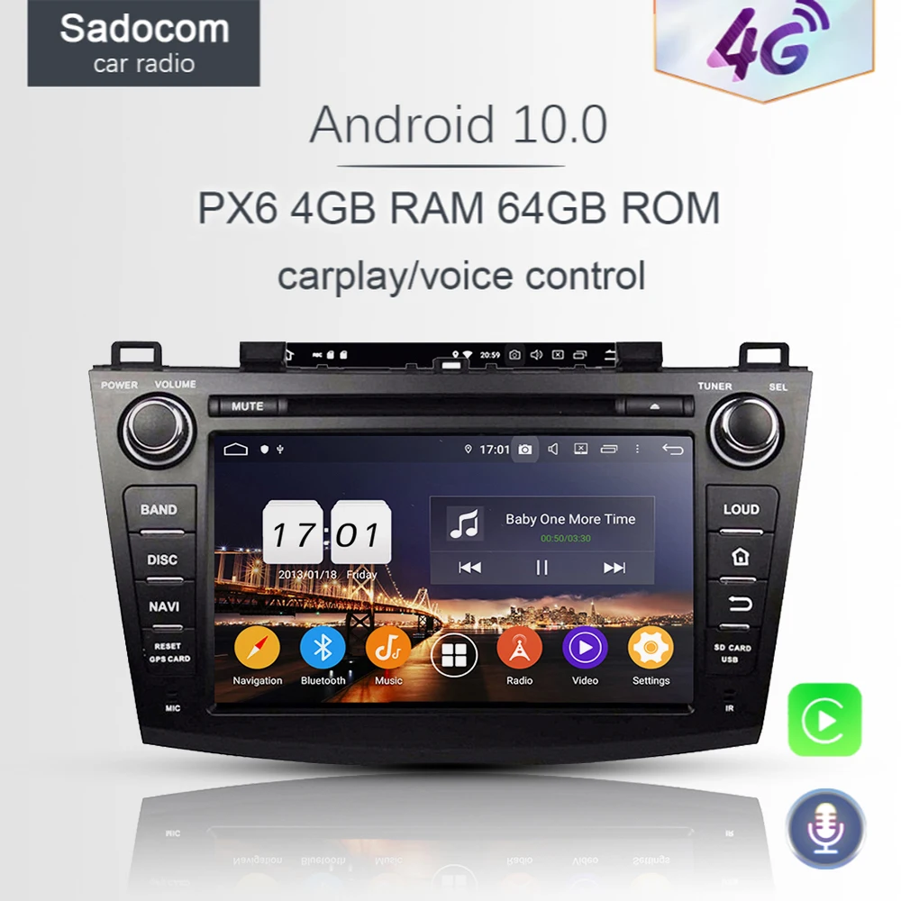 720P PX6 2 din Android 10 0 для Mazda 3 2009 2012 4 Гб + 64 8 ядер автомобильный мультимедийный DVD плеер