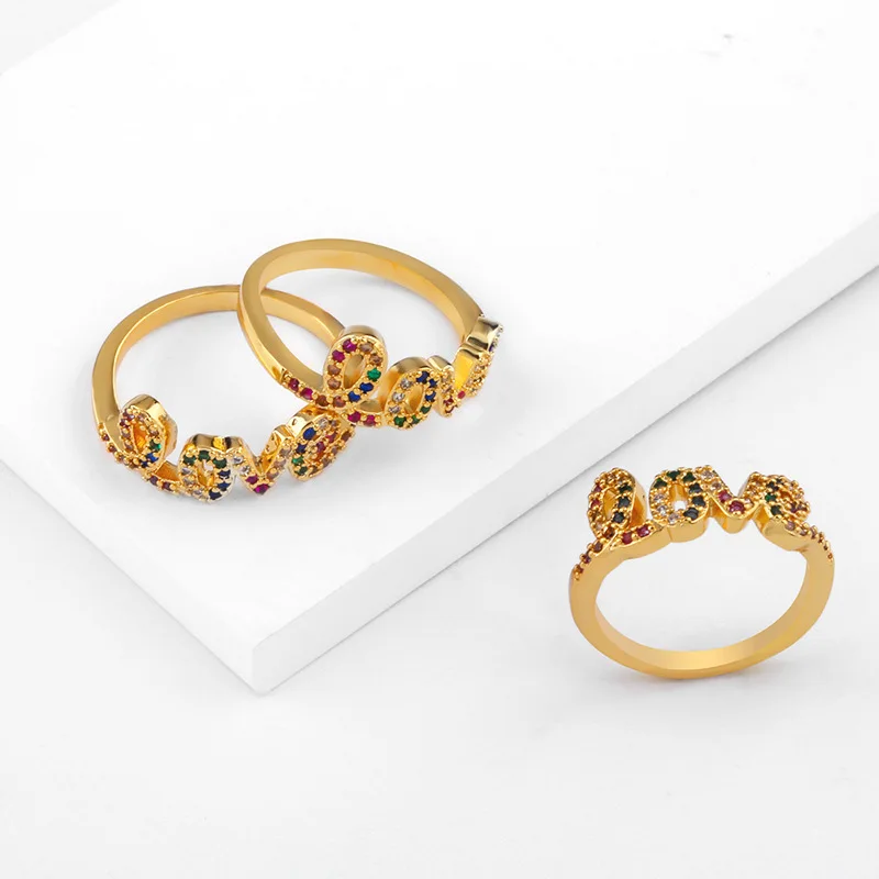 Женское кольцо новинка милое микро-инкрустированное цвет циркон любовь женская