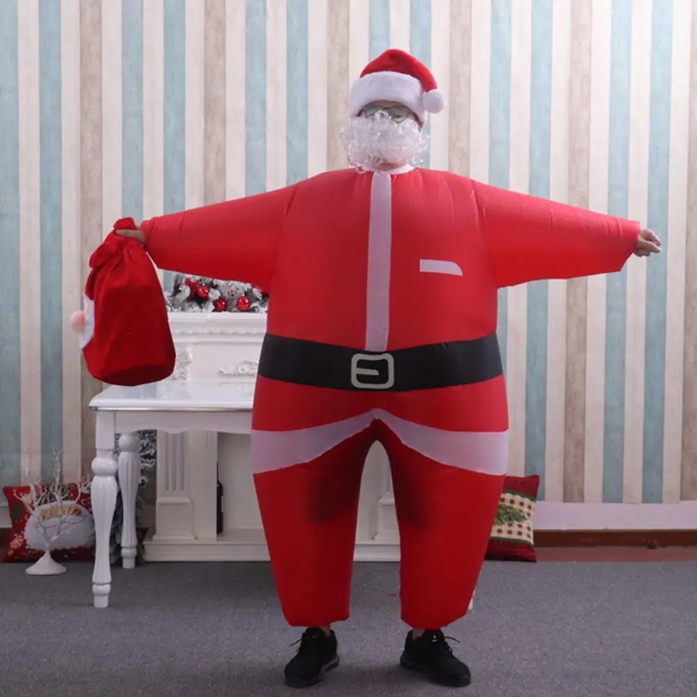 

Dropshipping 1 Set Festival Santa Claus Costume Unisex Polyester Adults Inflatable Cosplay Suit for Party