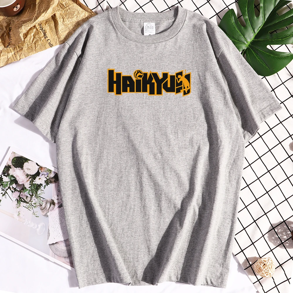 Забавная Хлопковая мужская футболка Haikyuu, футболки для путешествий с коротким рукавом и эстетичным принтом, винтажные мужские футболки бол...