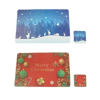 placemats and coasters set of 6 snowflake reindeer christmas theme pattern table mats waterproof nonslip heat resistant table